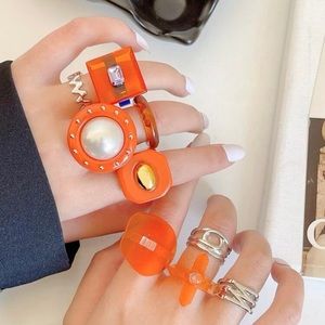 9pcs Faux Pearl Decor Ring
One size